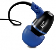 JBuds J5 Earbuds-Style Metal Earbuds Style Headphones (Black / Electric Blue)