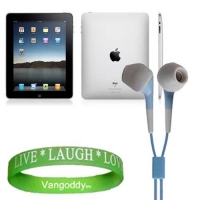 Apple iPad Tablet Compatible ** Blue ** In-Ear Earbud Headphones for iPad ( ALL Models of ipad Tablet 3G , ipad Tablet wifi , ipad Tablet wifi + 3G, 16gb, 32 gb , 64gb ect...) + Live * Laugh * Love Silicone Wrist Band!!!