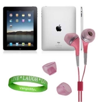 Apple iPad Tablet Compatible ** Pink ** In-Ear Earbud Headphones for iPad ( ALL Models of ipad Tablet 3G , ipad Tablet wifi , ipad Tablet wifi + 3G, 16gb, 32 gb , 64gb ect...) + Live * Laugh * Love Silicone Wrist Band!!!