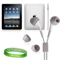 Apple iPad Tablet Compatible ** White ** In-Ear Earbud Headphones for iPad ( ALL Models of ipad Tablet 3G , ipad Tablet wifi , ipad Tablet wifi + 3G, 16gb, 32 gb , 64gb ect...) + Live * Laugh * Love Silicone Wrist Band!!!