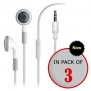 3 Pack Premium Stereo Headset Headphone Earphone w/ Microphone for Apple iPhone 4 4S 3G 3GS (White)