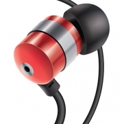 GOgroove audiOHM Earbuds / In-Ear Headphones with Interchangeable Noise Isolating Ergonomic Ear Gels (4 sizes) & Deep Bass for Smartphone , MP3 Player , Tablet , Laptop , Computer , DVD Player & Other Portable Electronics - Retro Red