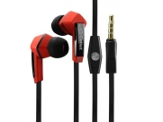 Cellet Square 3.5mm Flat Wire Stereo Hands-Free Ear Buds - Black/Red