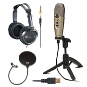 CAD Audio U37 USB Studio Recording Microphone with Knox Pop Filter & Full-Size Headphones