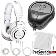 Audio-Technica ATH-M50xWH (White) Professional Studio Monitor Headphones (New 2015 Model) + Free Cables, Bag and Slappa Case (SL-HP-07) - (ProSoundGear) Authorized Dealer