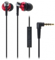 Audio Technica SonicPro Port ATH-CKM300I In-ear Headphones with Mic & Volume Control for iPod, iPhone, and iPad - Red