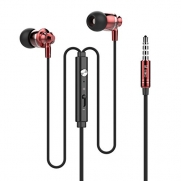 Dastone Stereo Metal Earphones Noise Isolating Bass In-ear Headphones with Remote Control Microphone for Iphone Ipod Ipad Andriod Smartphone Laptop Computer Mp3/4 Earbuds (Red)