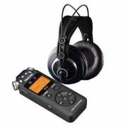 AKG Acoustics K 240 MKII Pro Semi-Open Hi-Fi Stereo Studio Headphones with Varimotion Speakers - Bundle with Tascam DR-05 Portable Handheld Digital Audio Recorder