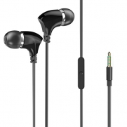 USTEK® K16 In-Ear Ceramic Earphones Stereo Earbuds Clear Bass HiFi Earphone Noodle Headphone with Microphone Black