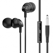 BoYaZ Earphones Earphones High Quality Stereo Earbuds Noise Isolating Bass 3.5mm In-ear Headphones with Mic & Remote Control for All Smartphone Ipod Tablet (Black)
