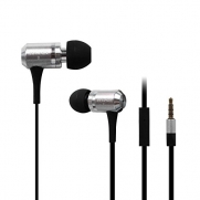 Enhanced Bass Hi Fi Earphones, Granvela Es-100i Noise Isolating Stereo In-ear Headphones with Microphone, 3.5 Mm Jack for Iphone,ipad,android Phones,and More Phones and Tablets.- Silver