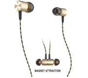 Headphones,Magnet Attraction In-Ear Earbuds Headset with Mic Microphone and Volume Control Heavy Stereo Bass with 3.5mm Jack (Golden)
