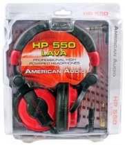American Audio HP550 Lava Red/Black Over-the-Ear High-Powered DJ Headphones Includes An Extra Set Of Earpads