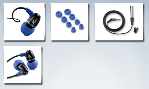 JLAB jbuds j5 metal earbuds style headphones (black / electric blue)